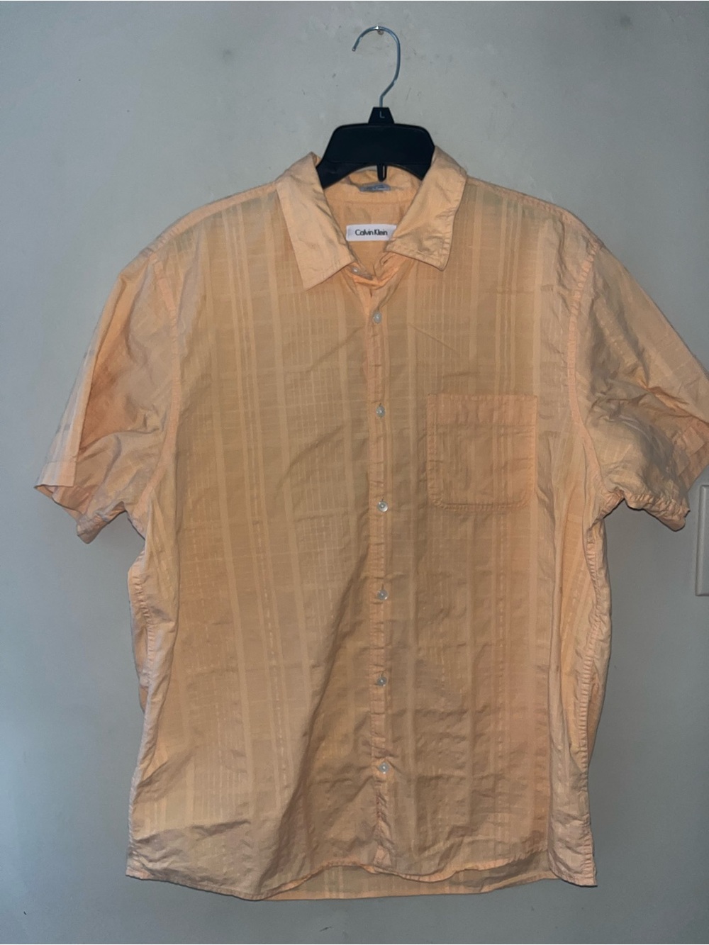 Calvin Klein Men's Orange Short-Sleeve Button-Up Shirt